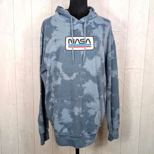 Mad Engine NASA Hoodie Men's Size Large Blue Two Tone Tie Dye Hooded Sweatshirt